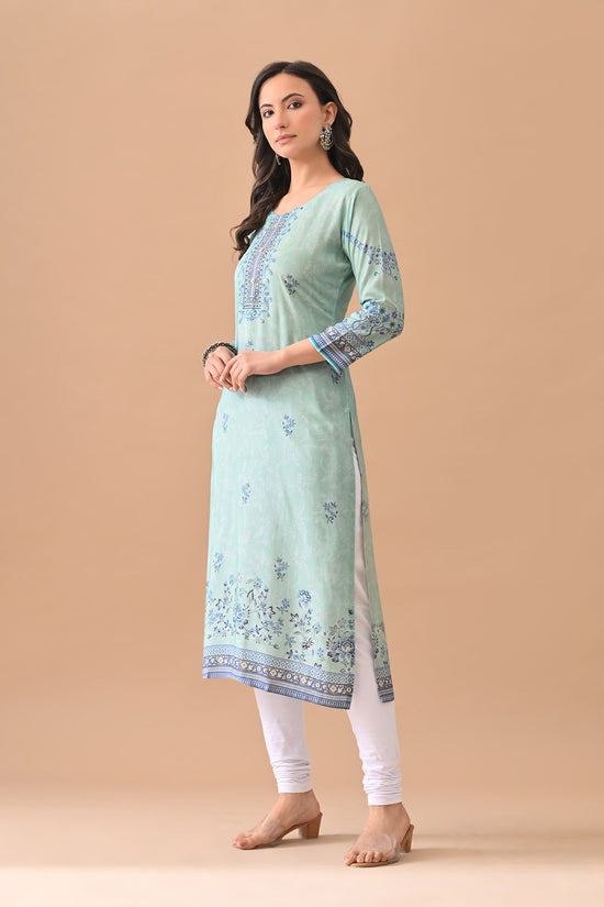 Green Printed Straight Kurta