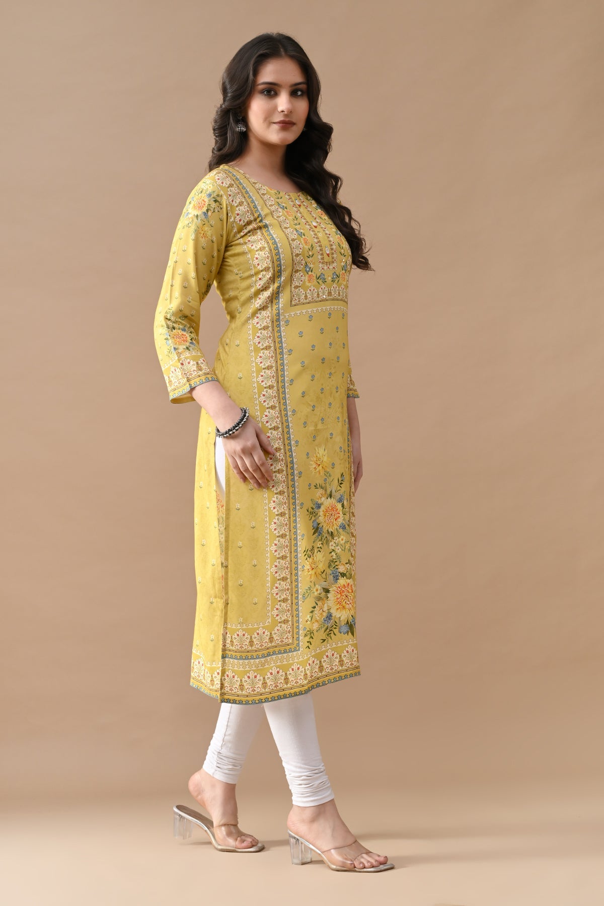 Green Printed Straight Kurta