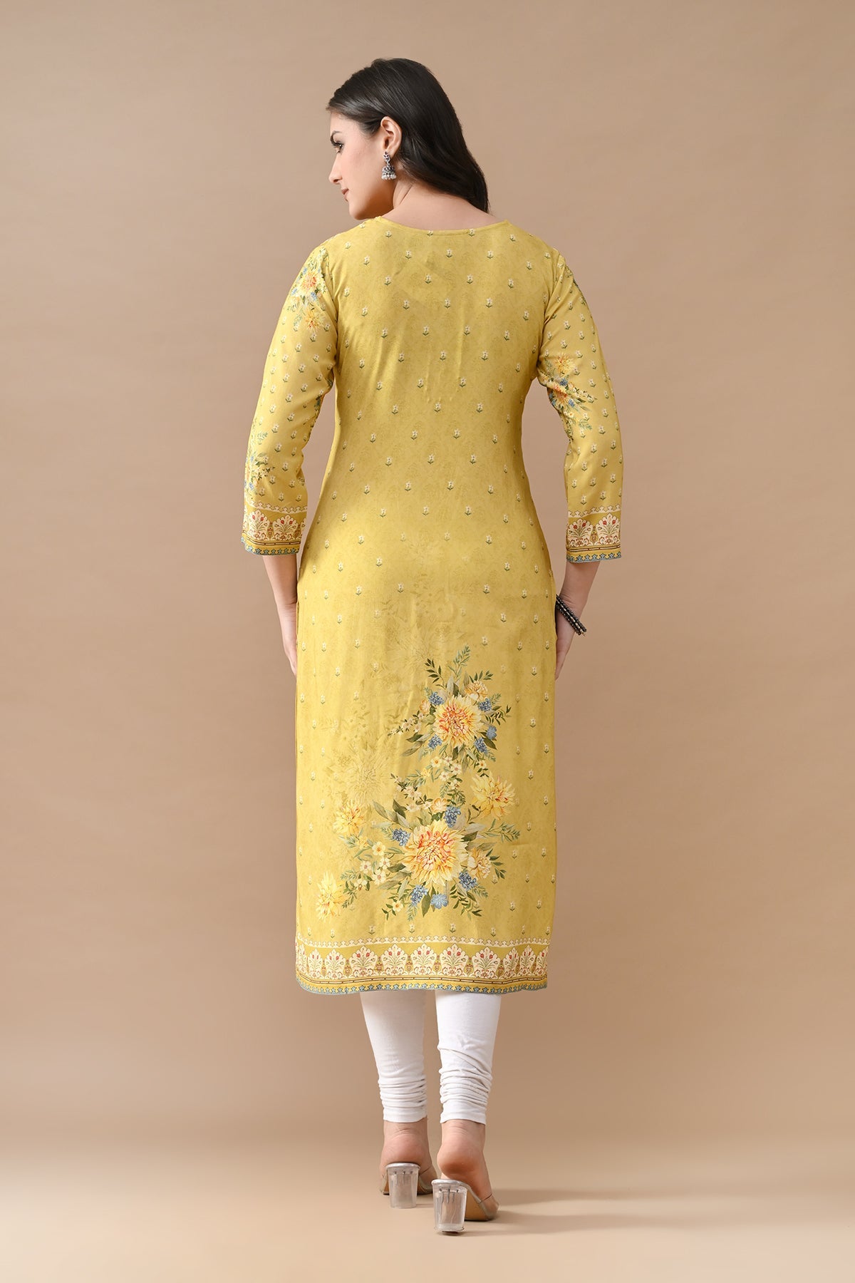 Green Printed Straight Kurta