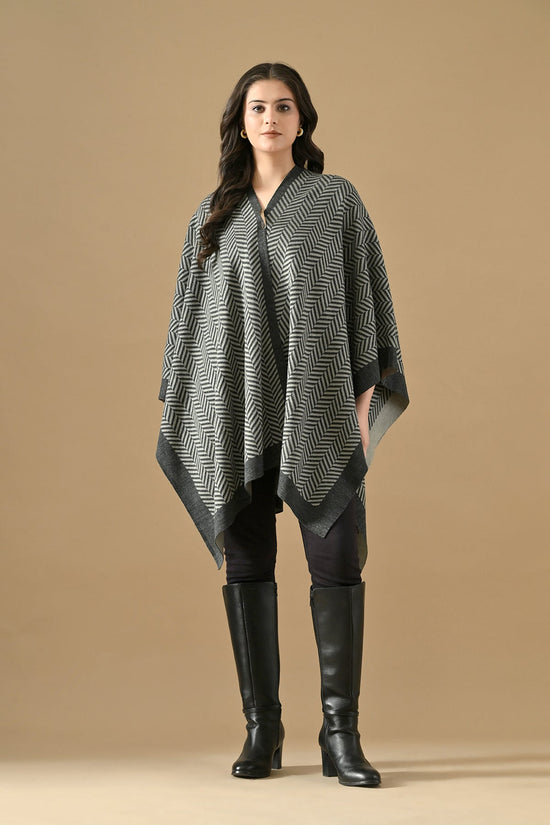 Winter Grey Woven Poncho