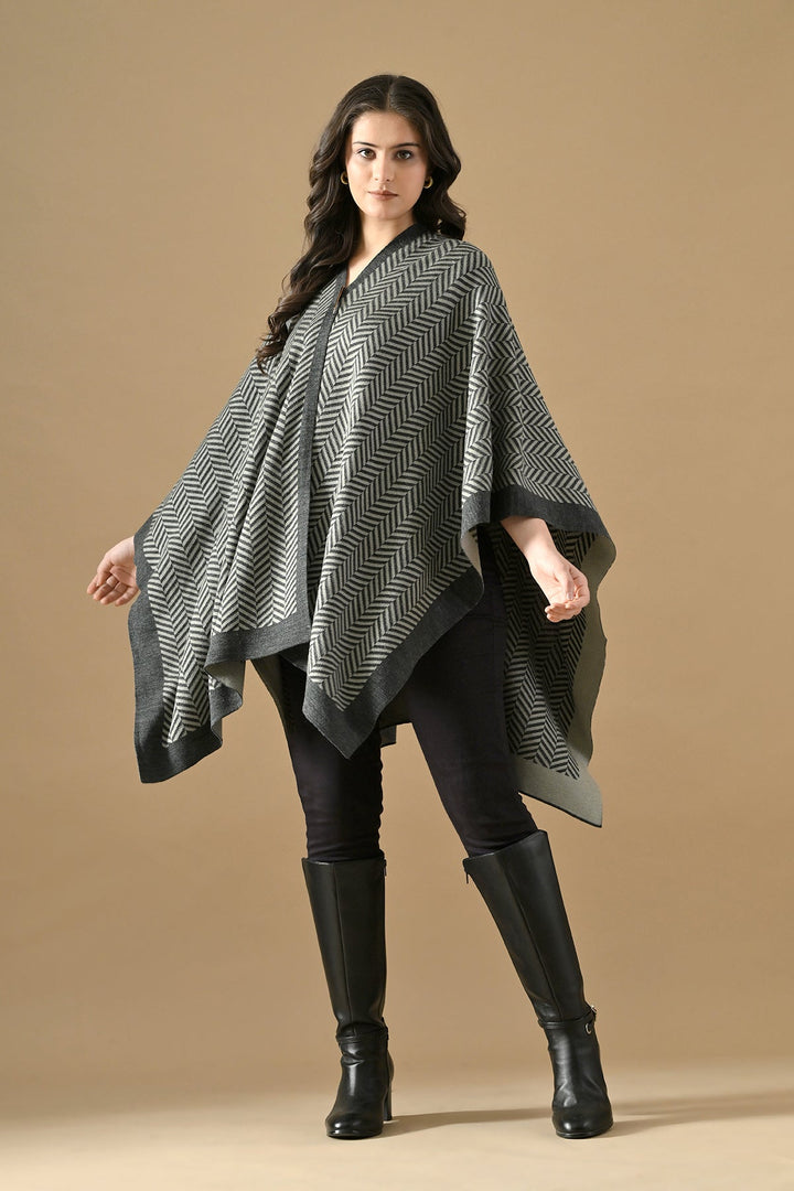 Winter Grey Woven Poncho