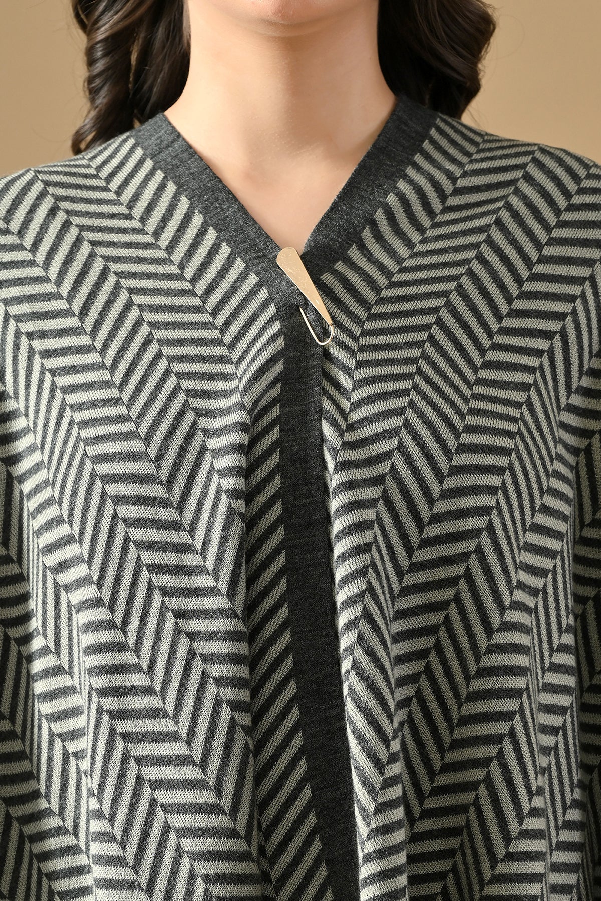 Winter Grey Woven Poncho