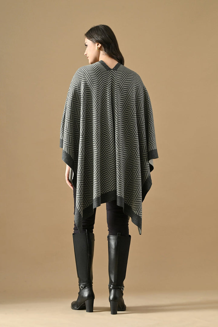 Winter Grey Woven Poncho