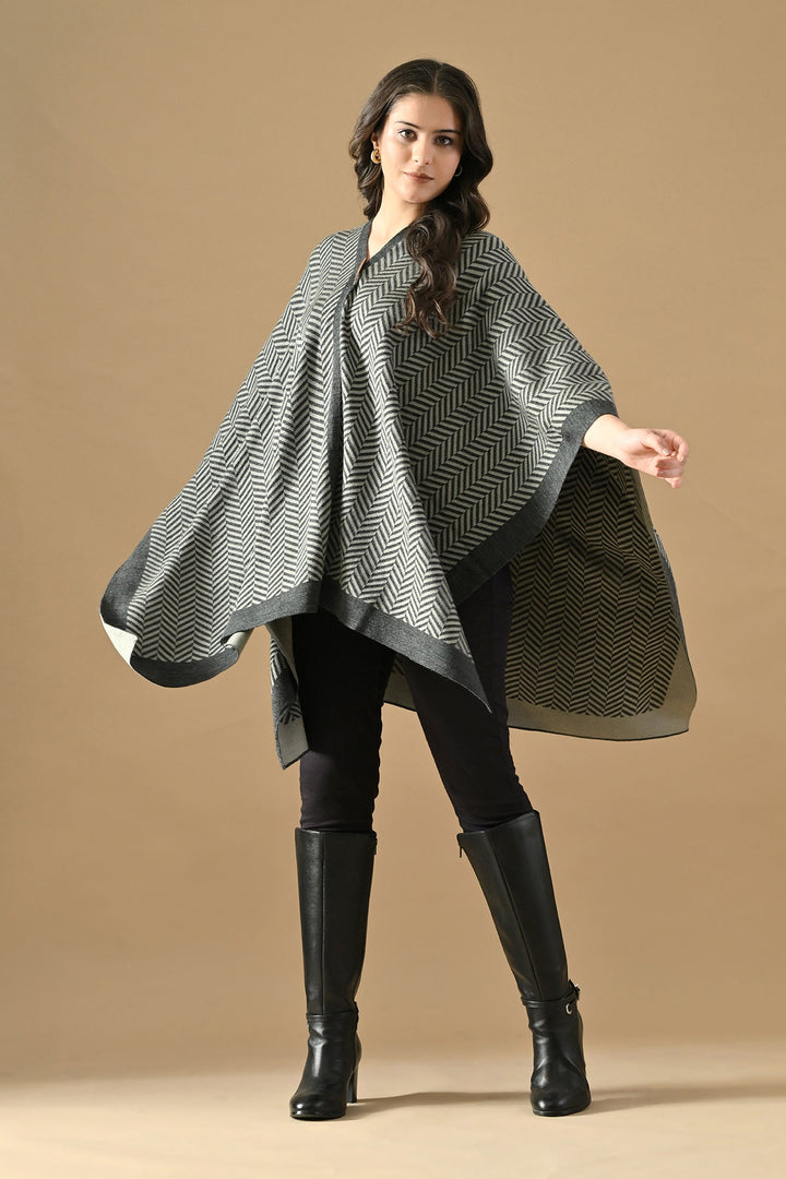 Winter Grey Woven Poncho