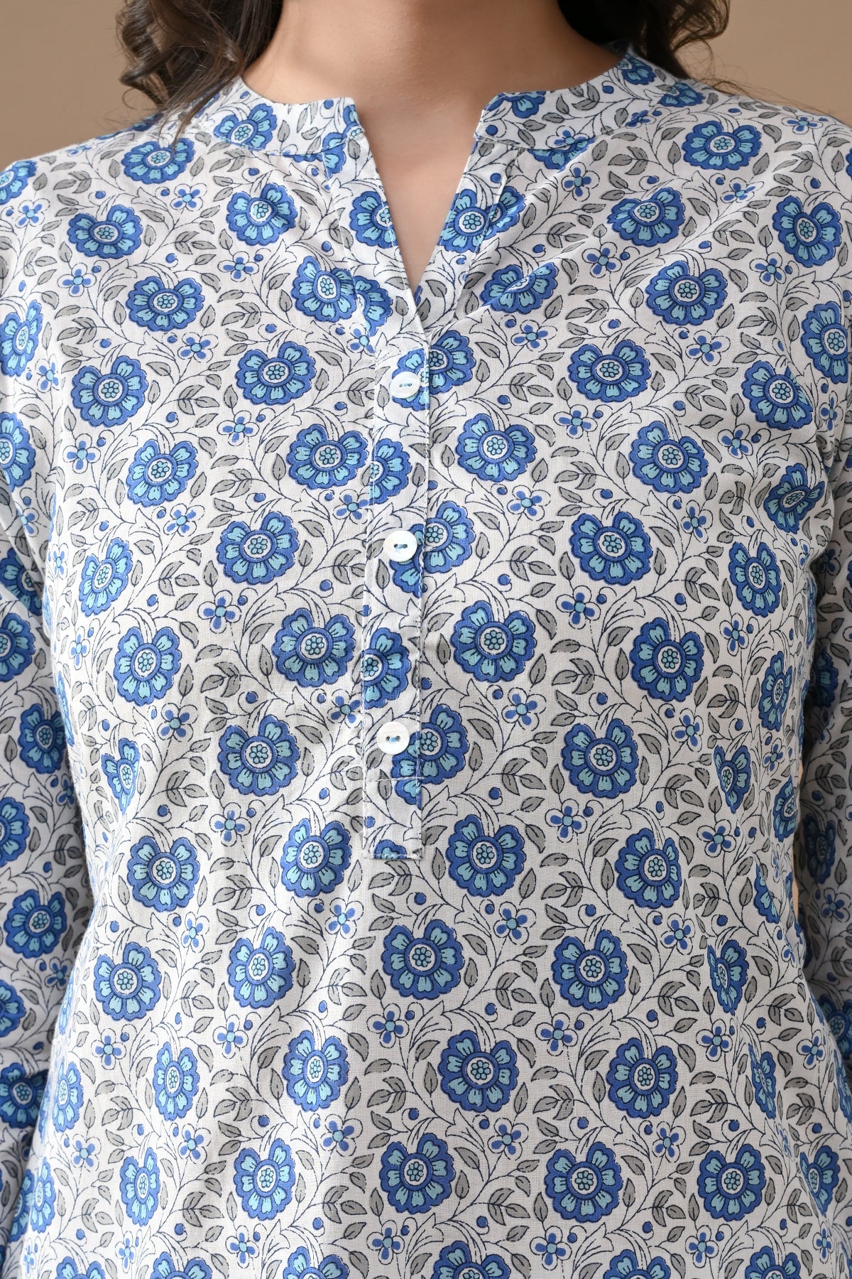 White Printed Straight Kurta
