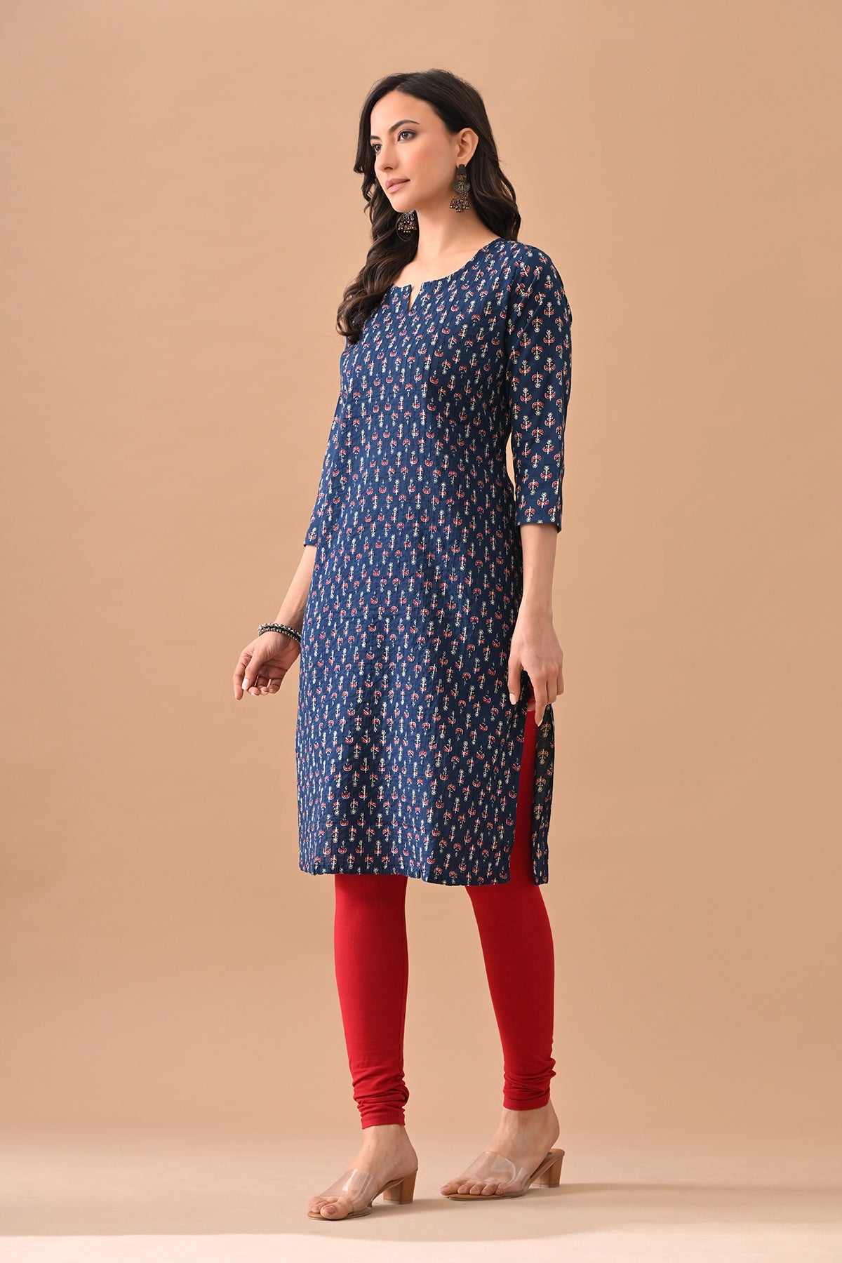 Blue Printed Straight Kurta