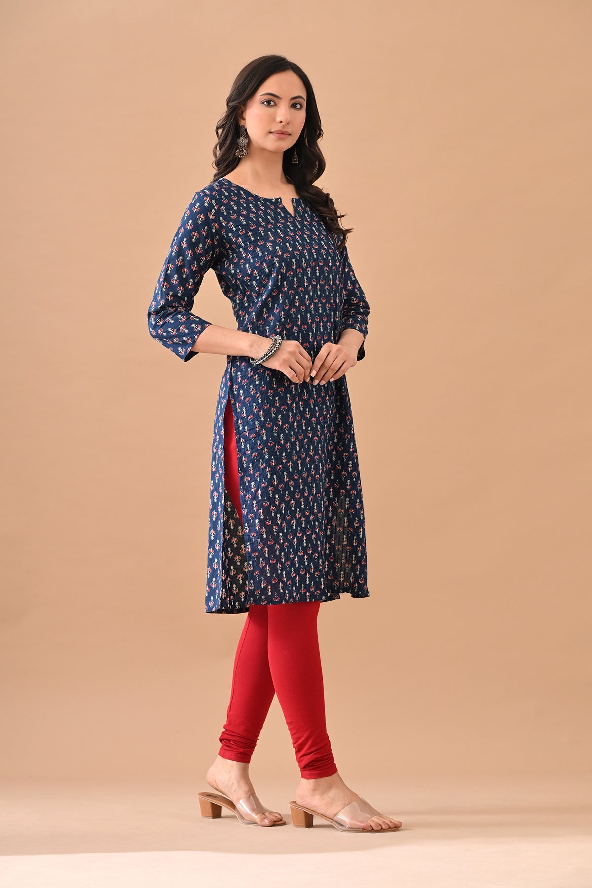 Blue Printed Straight Kurta