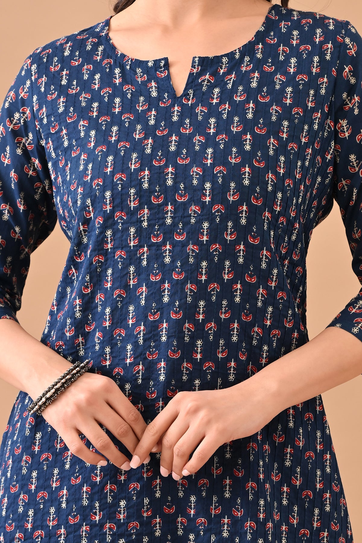 Blue Printed Straight Kurta