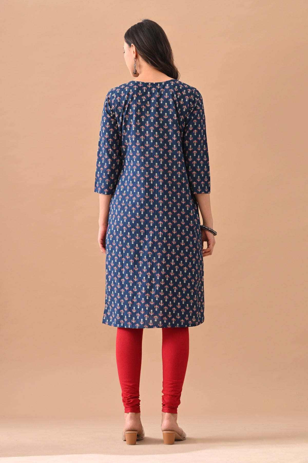 Blue Printed Straight Kurta