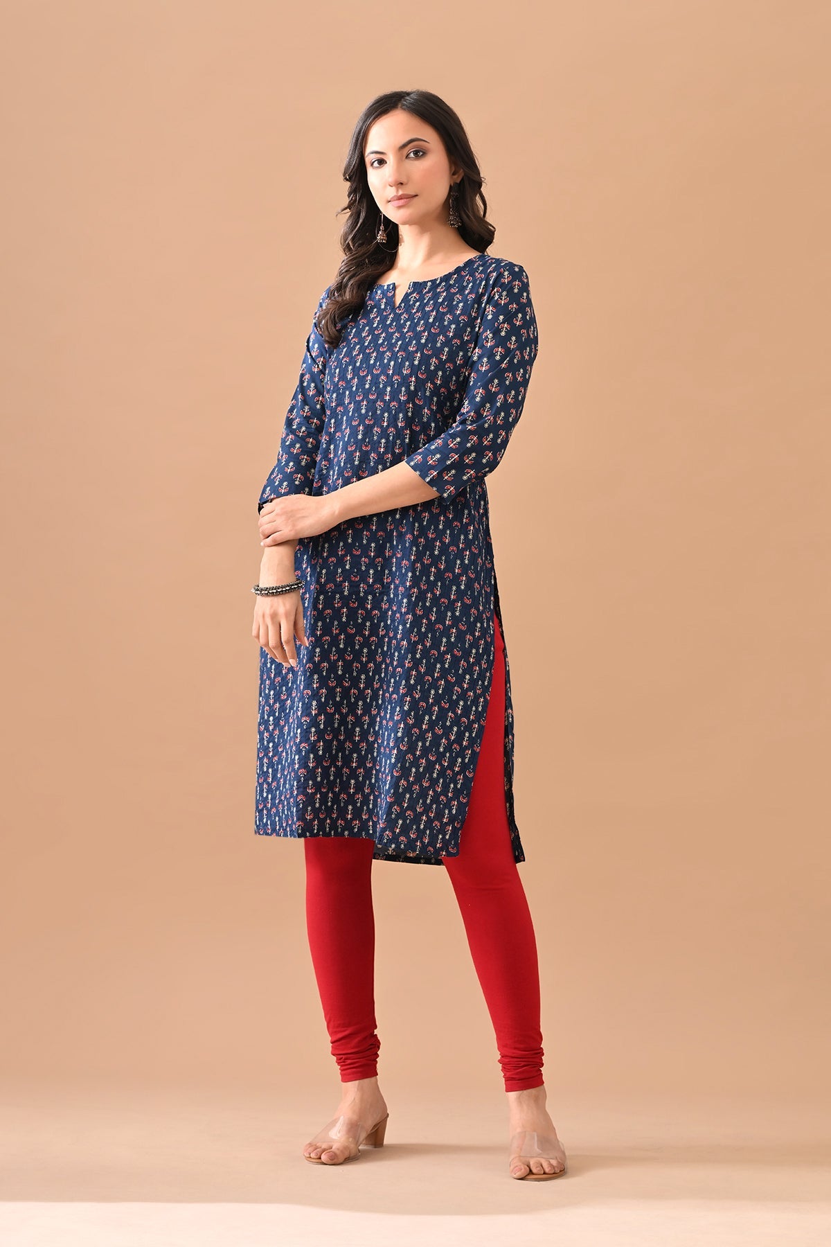 Blue Printed Straight Kurta