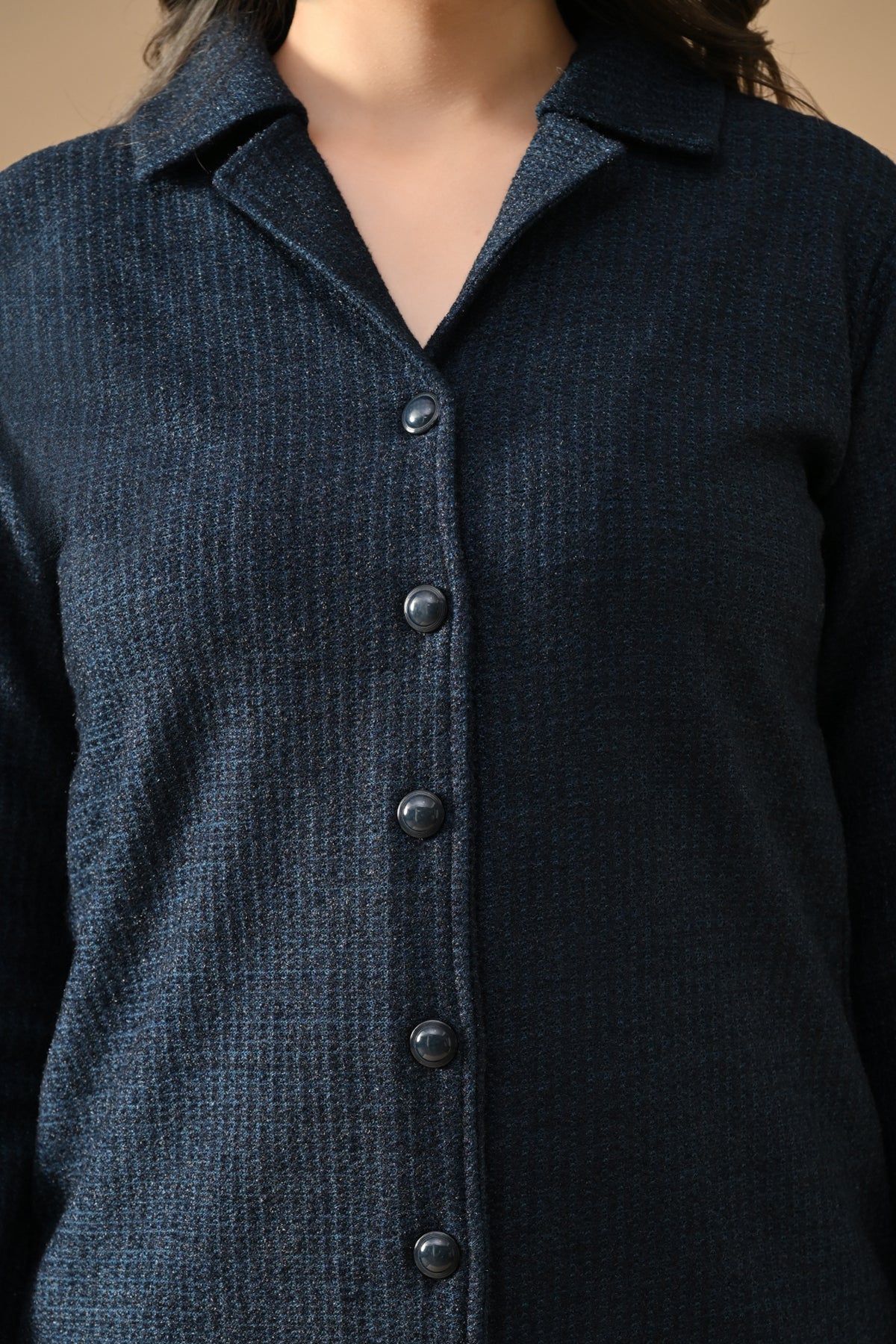 Winter Blue Solid Knitted Co-Ord Set