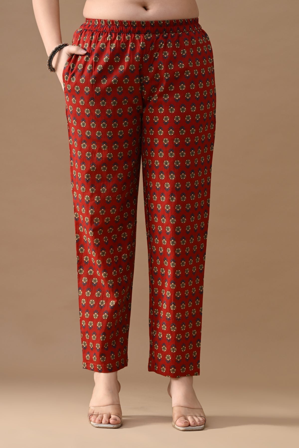 Maroon Floral Printed Kurta 2 Pcs Set