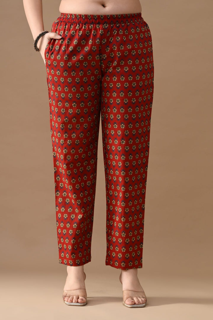 Maroon Floral Printed Kurta Set (2 Piece)