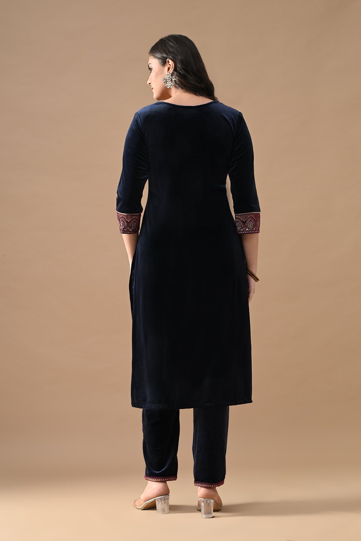 Blue Zari Embroidered Kurta 3 Pcs Set