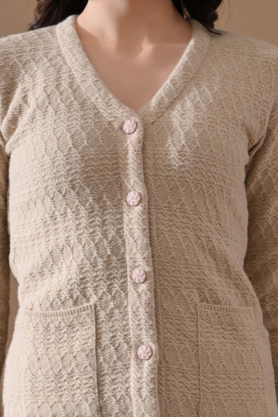 Winter Beige Knitted Cardigan