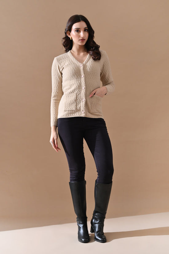 Winter Beige Knitted Cardigan