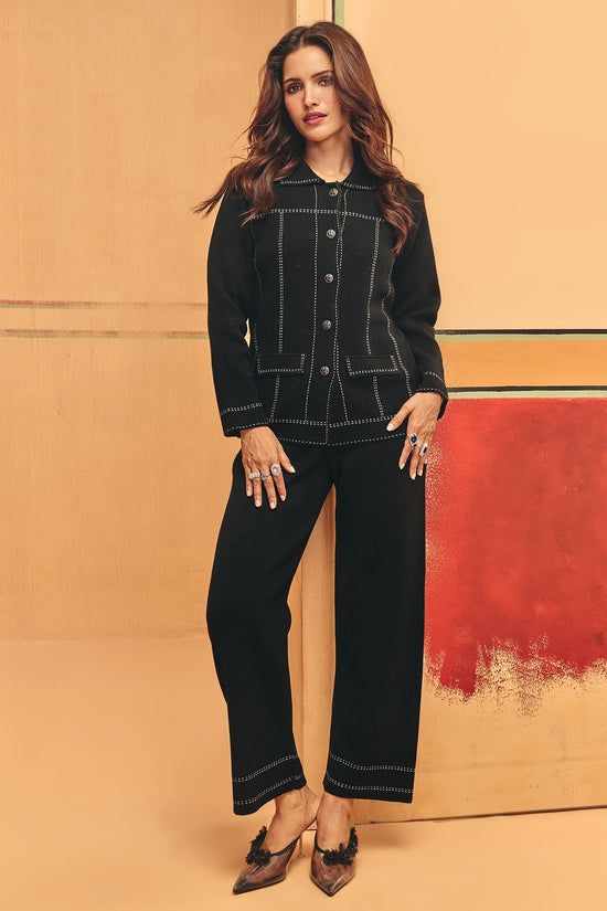 Winter Black Solid Woven Co-Ord Set