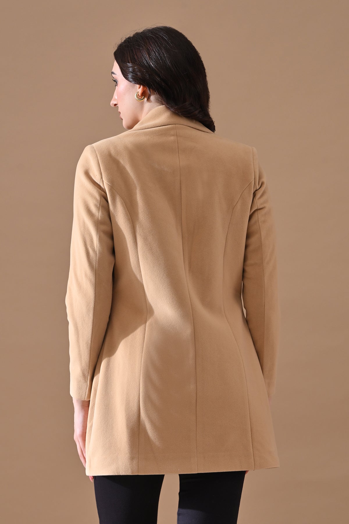Winter Fawn Classic Notch Collar Neck Overcoat