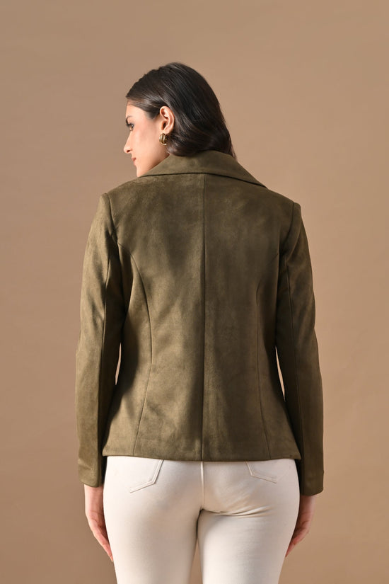 Winter Green Solid Classic Notch Collar Neck Coat
