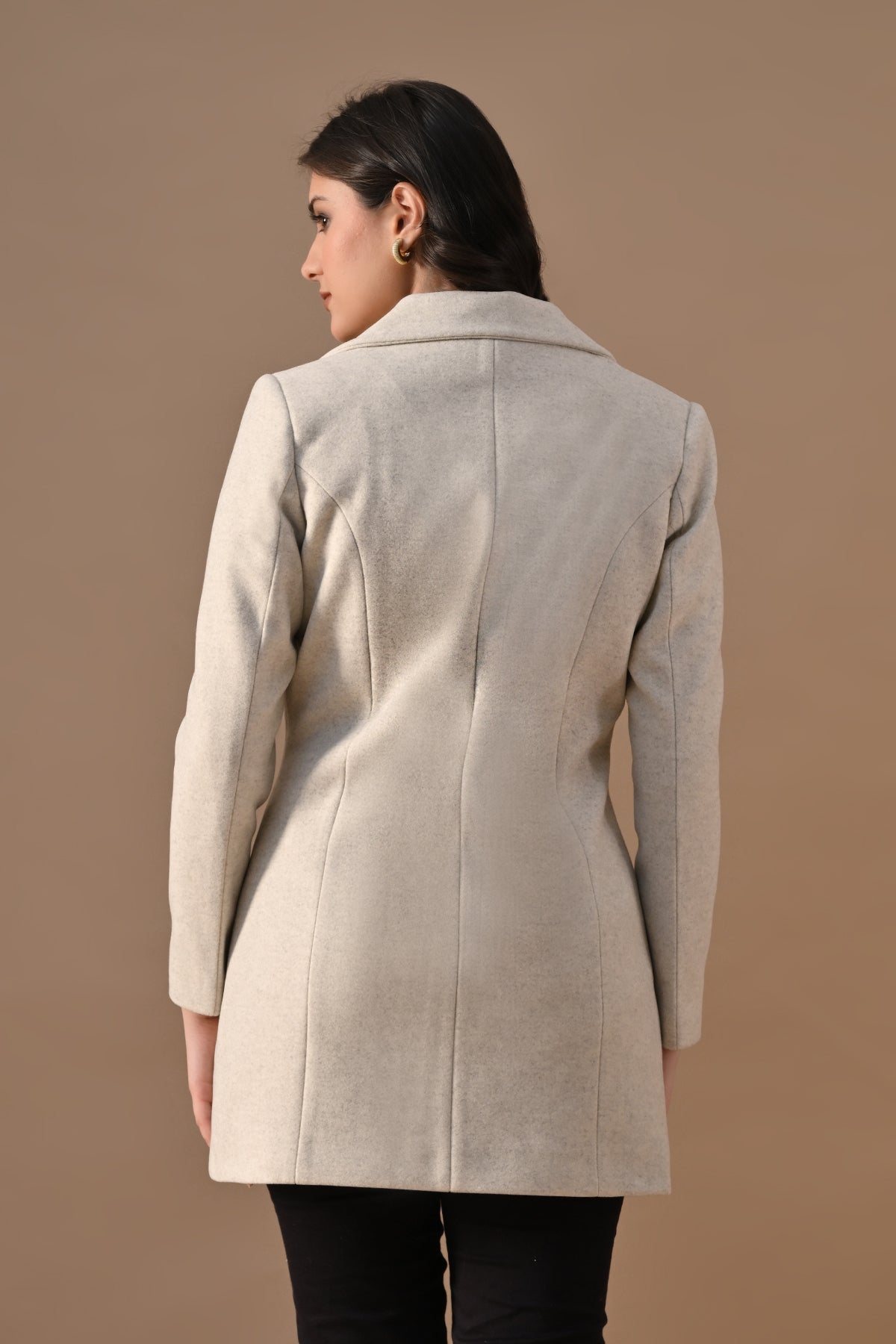 Winter Cream Classic Notch Collar Neck Overcoat