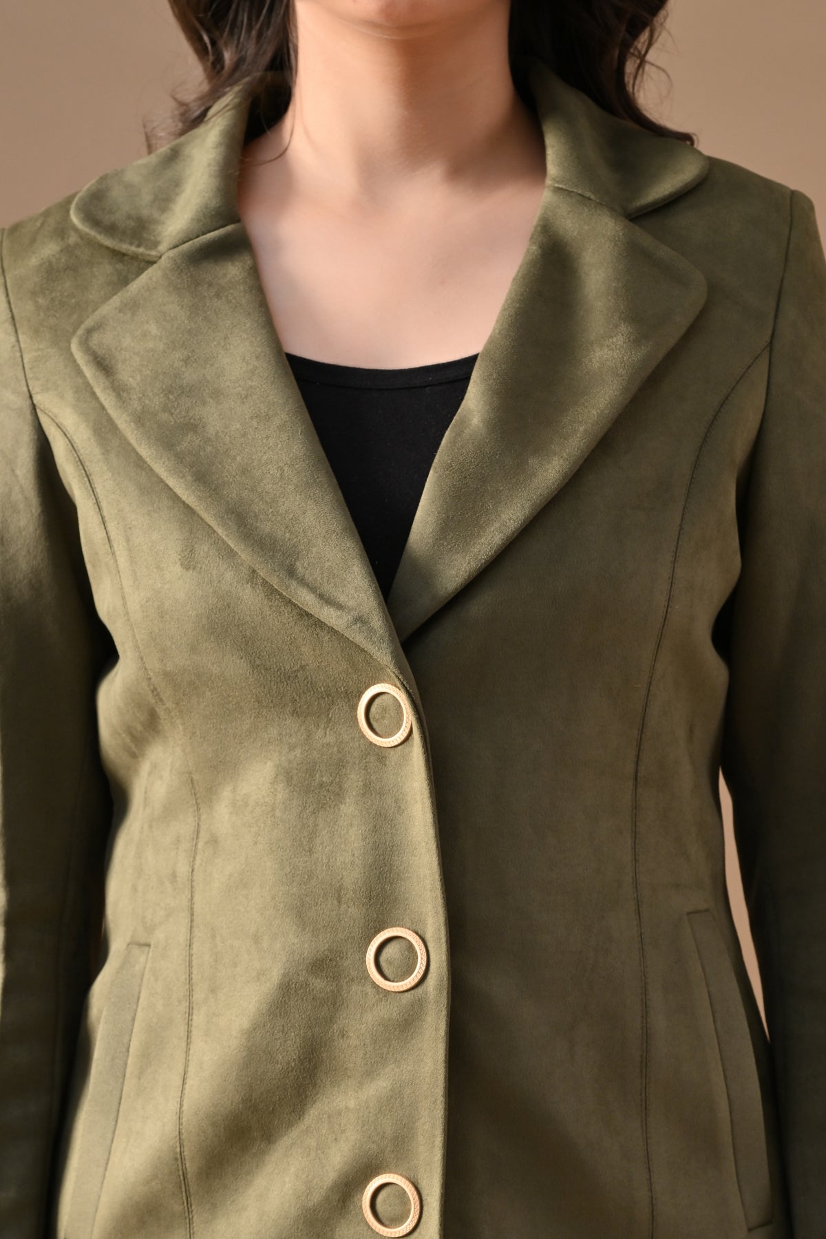 Winter Green Solid Classic Notch Collar Neck Overcoat