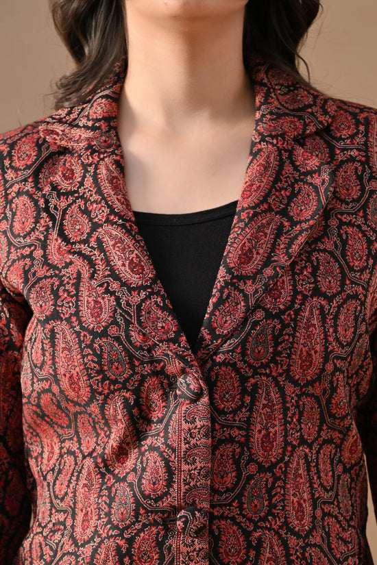 Winter Black Self-Design Notch Collar Neck Overcoat
