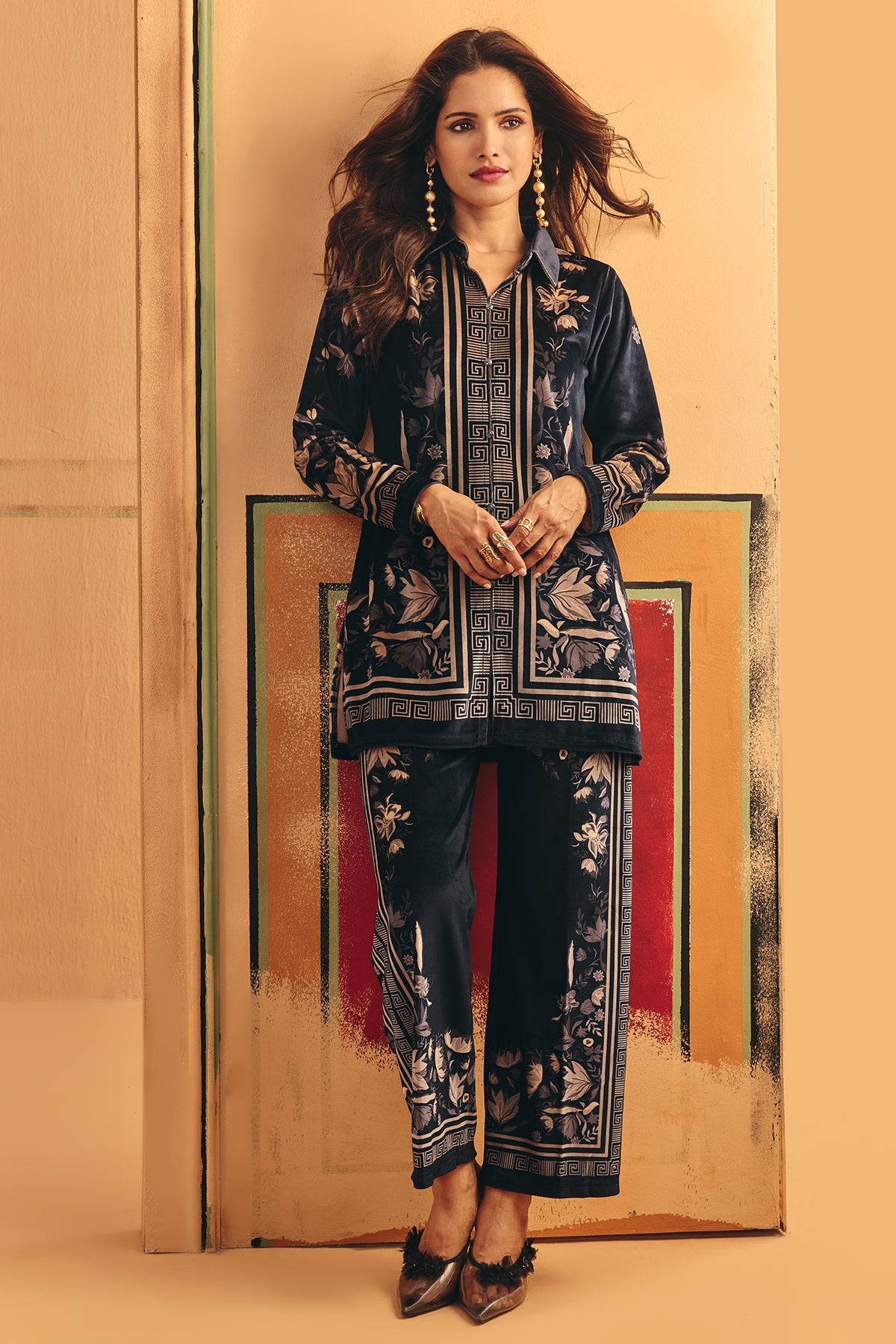 Winter Grey Velvet Co-Ord Set