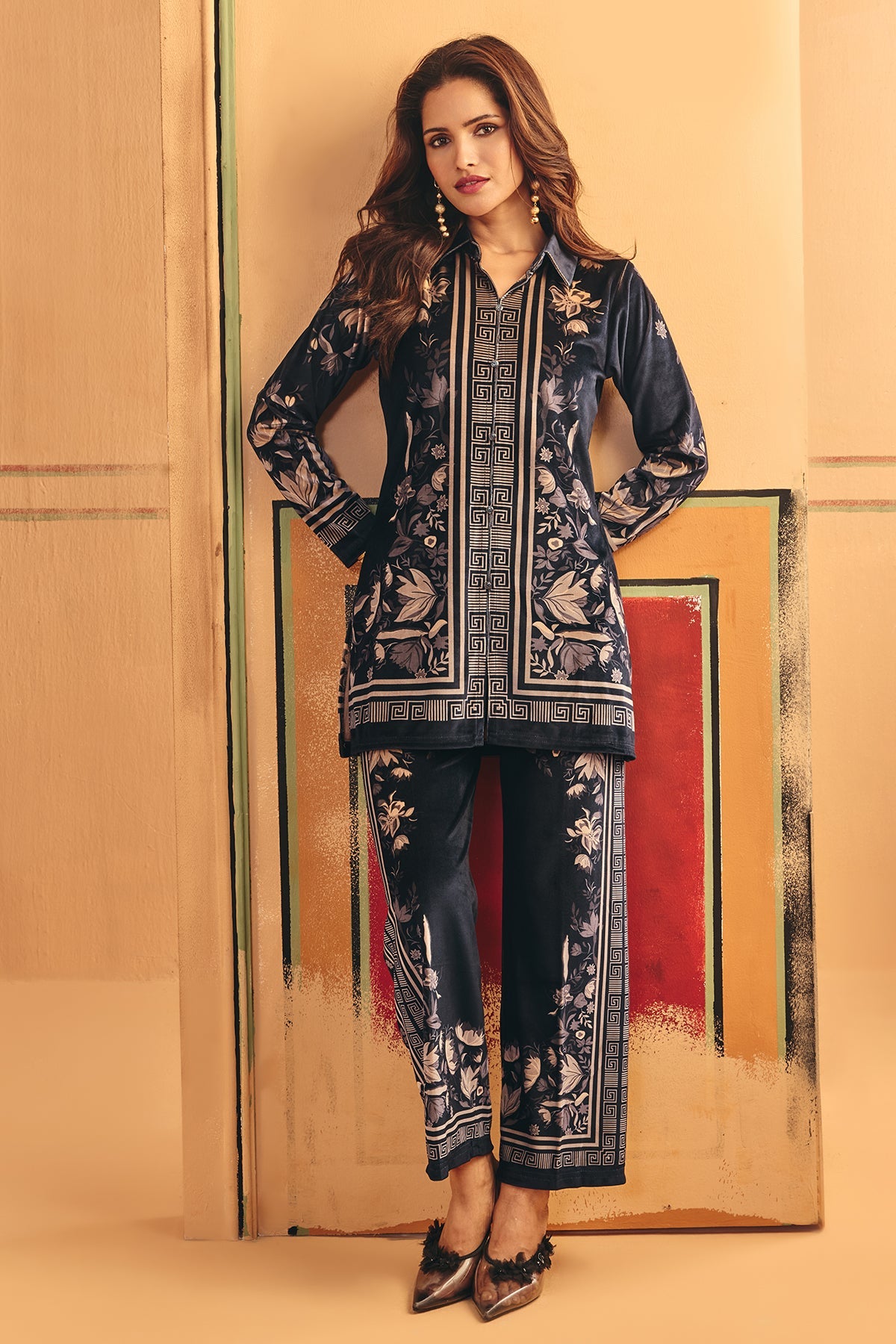 Winter Grey Velvet Co-Ord Set