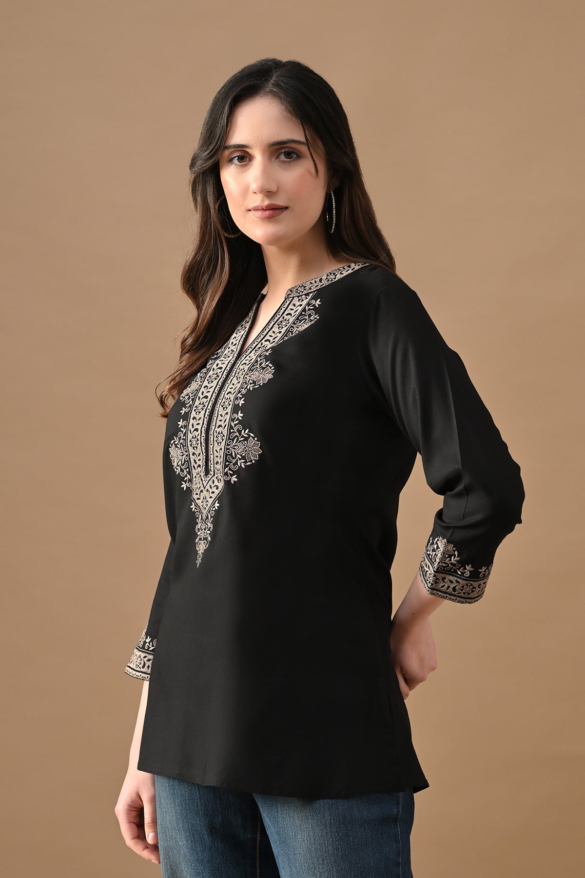 Black Embroidered Top