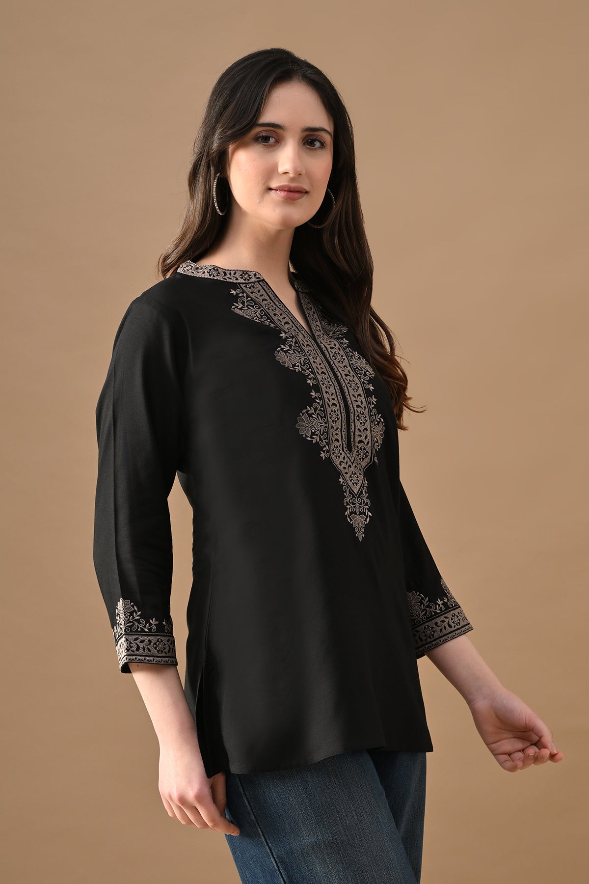 Black Embroidered Top