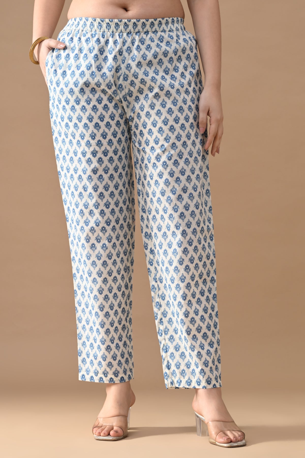 Cream Floral Printed Kurta 2 Pcs Set