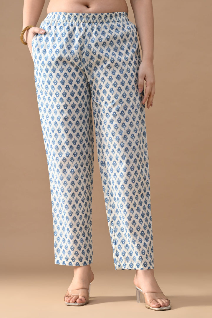 Cream Floral Printed Kurta Set (2 Piece)