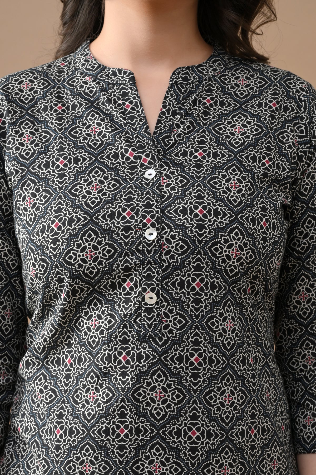 Black Printed Straight Kurta