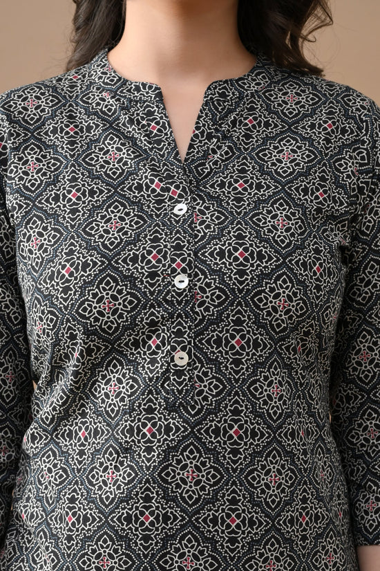 Black Printed Straight Kurta