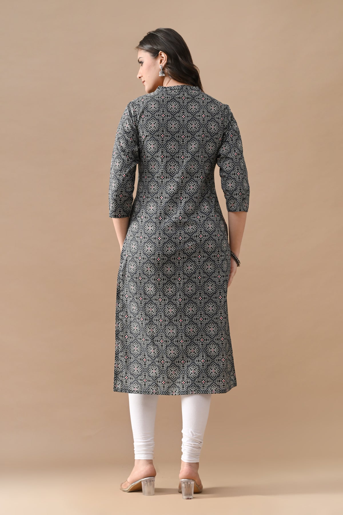 Black Printed Straight Kurta