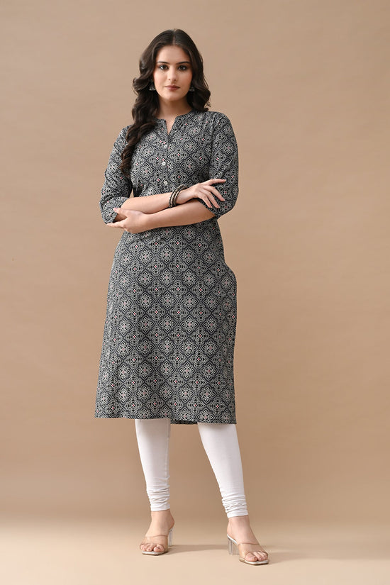 Black Printed Straight Kurta
