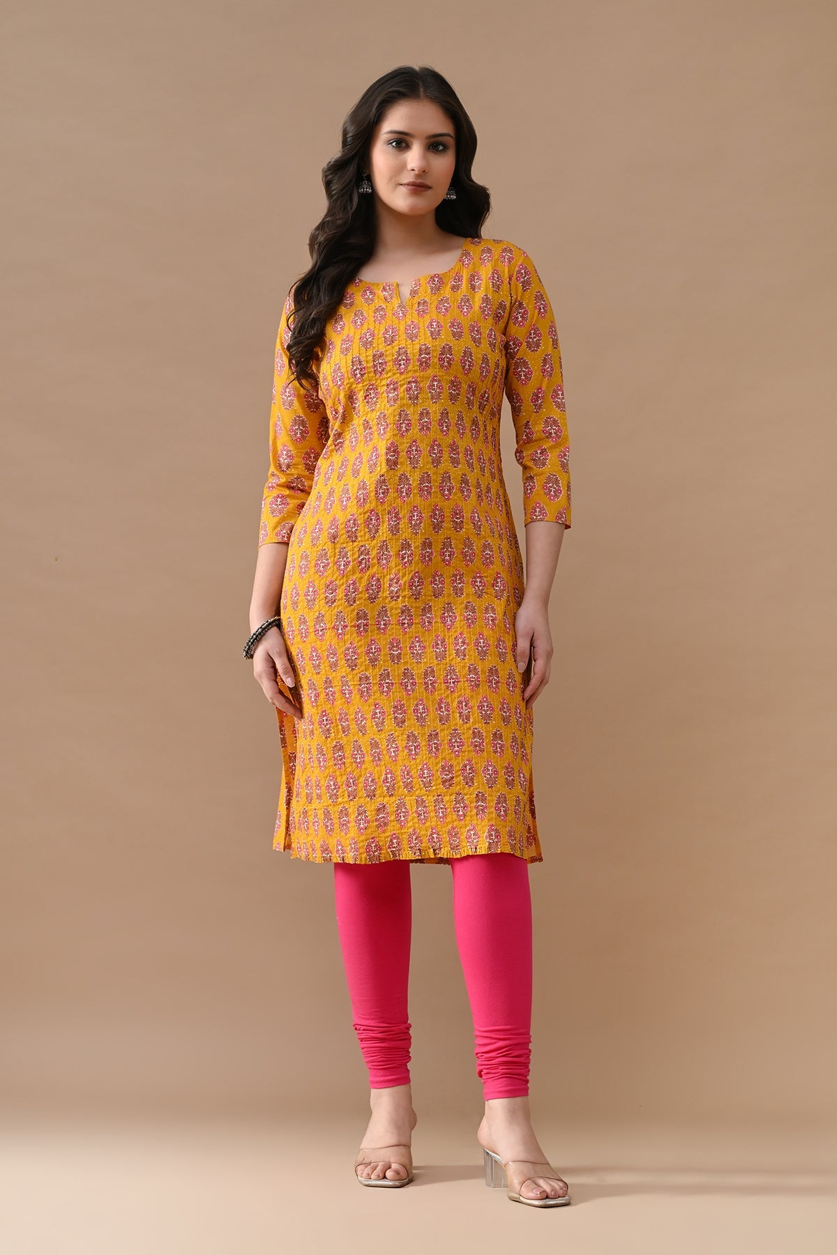 Yellow Printed Kurta
