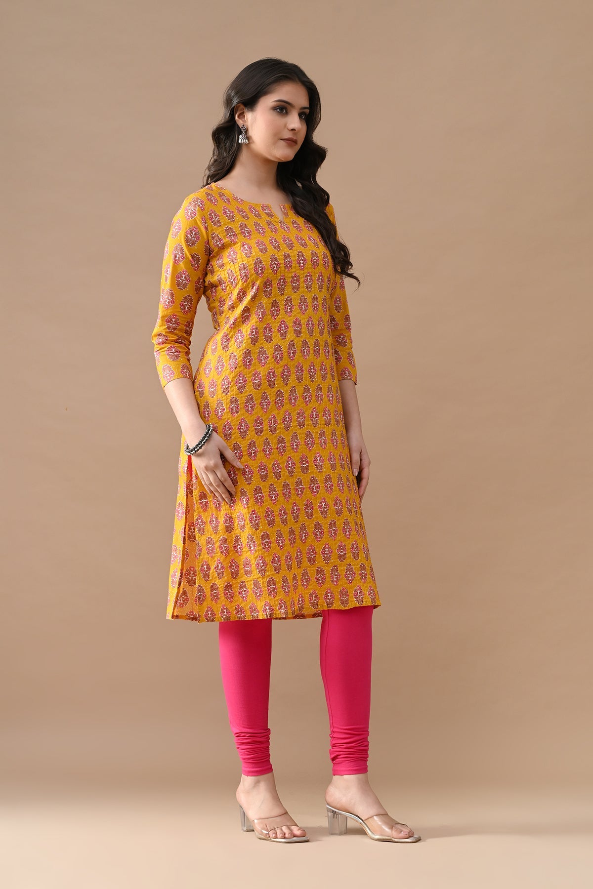 Yellow Printed Kurta