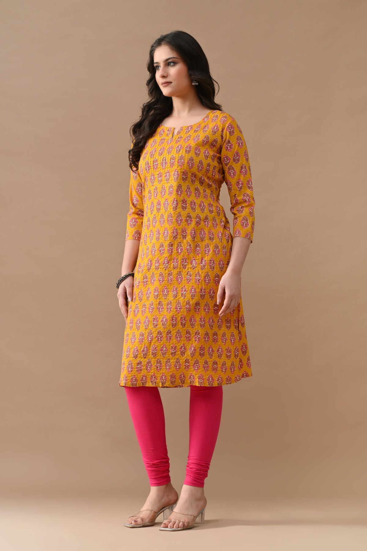 Yellow Printed Kurta