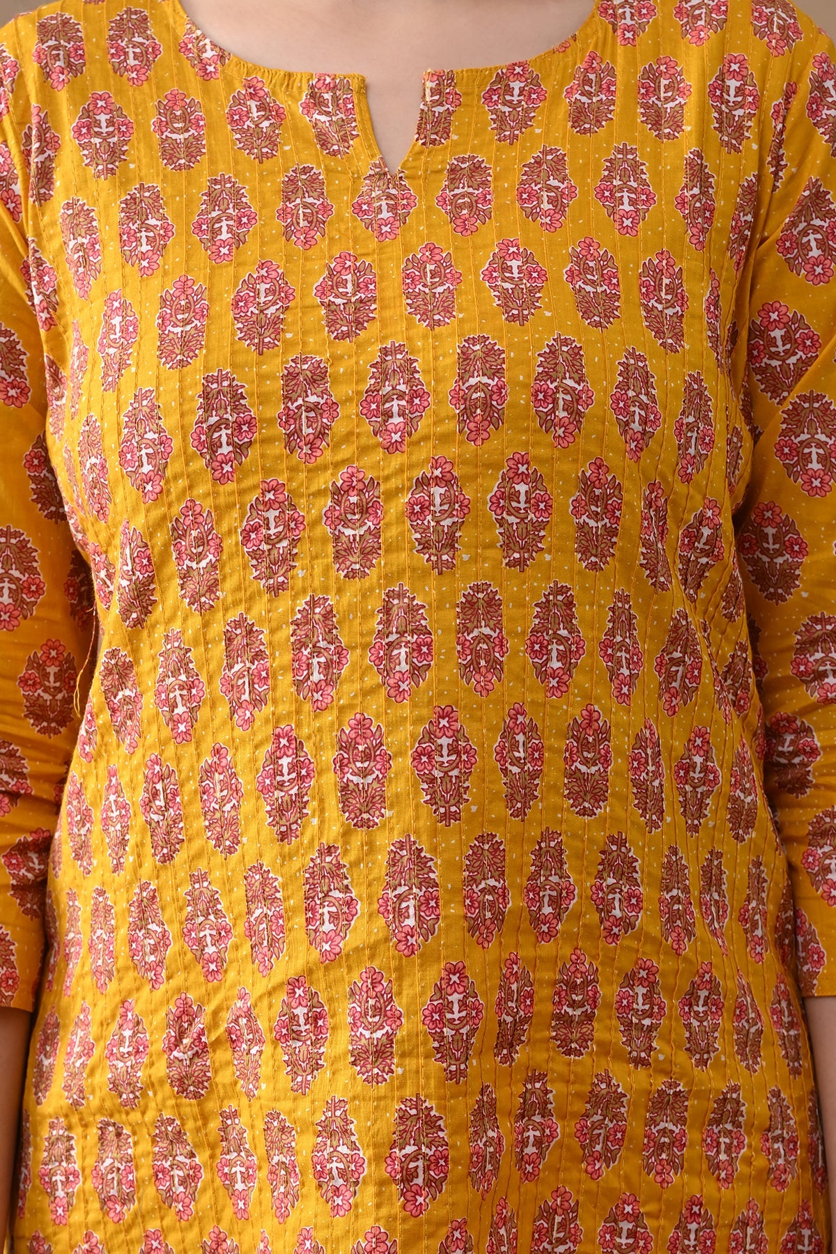 Yellow Printed Kurta