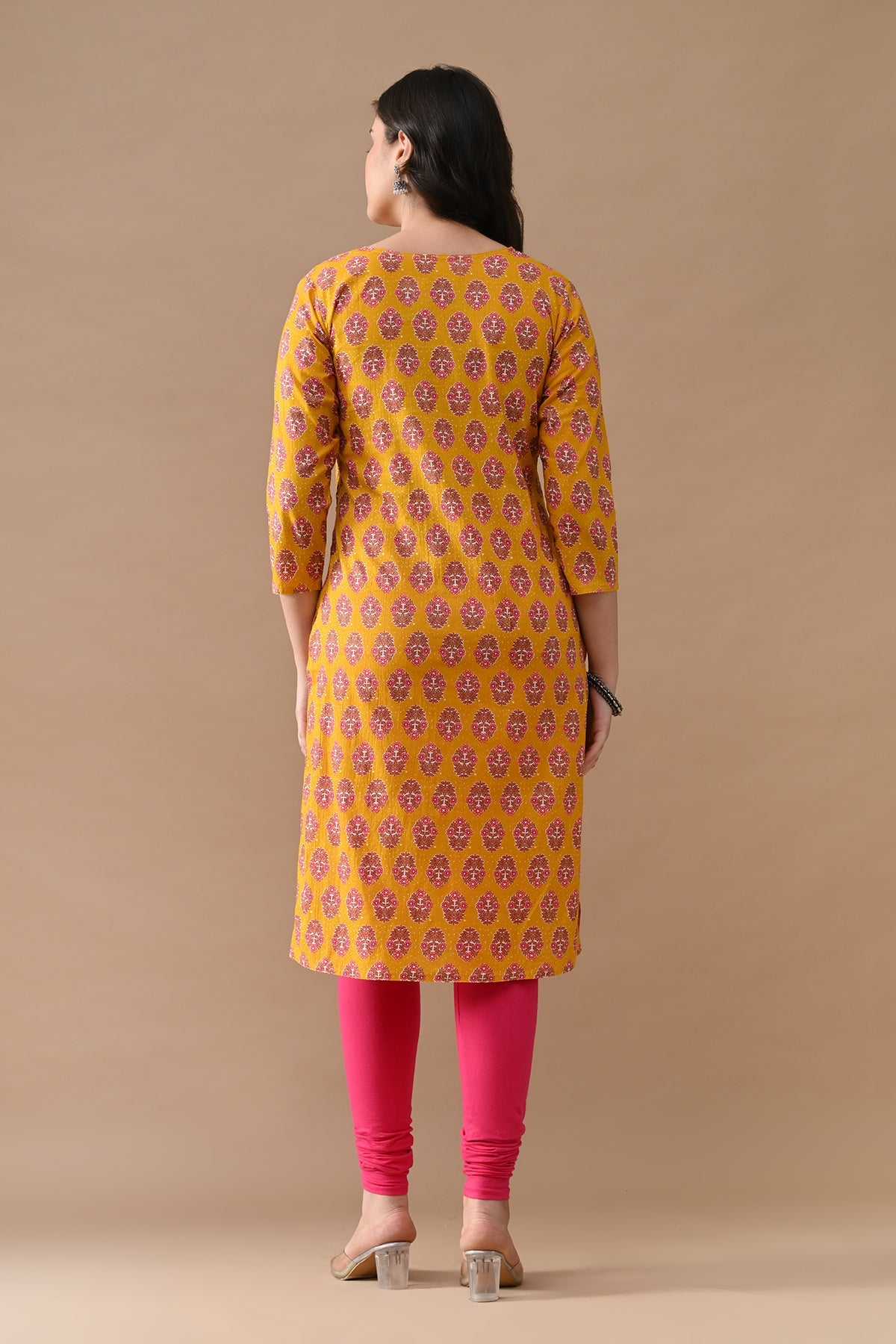 Yellow Printed Kurta
