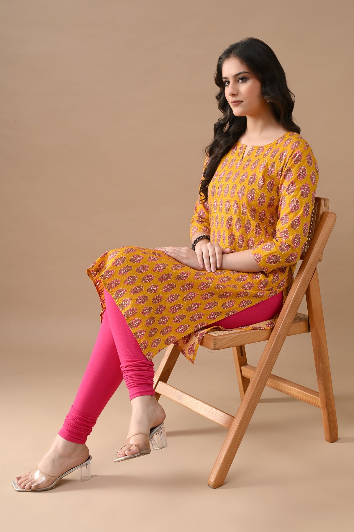 Yellow Printed Kurta