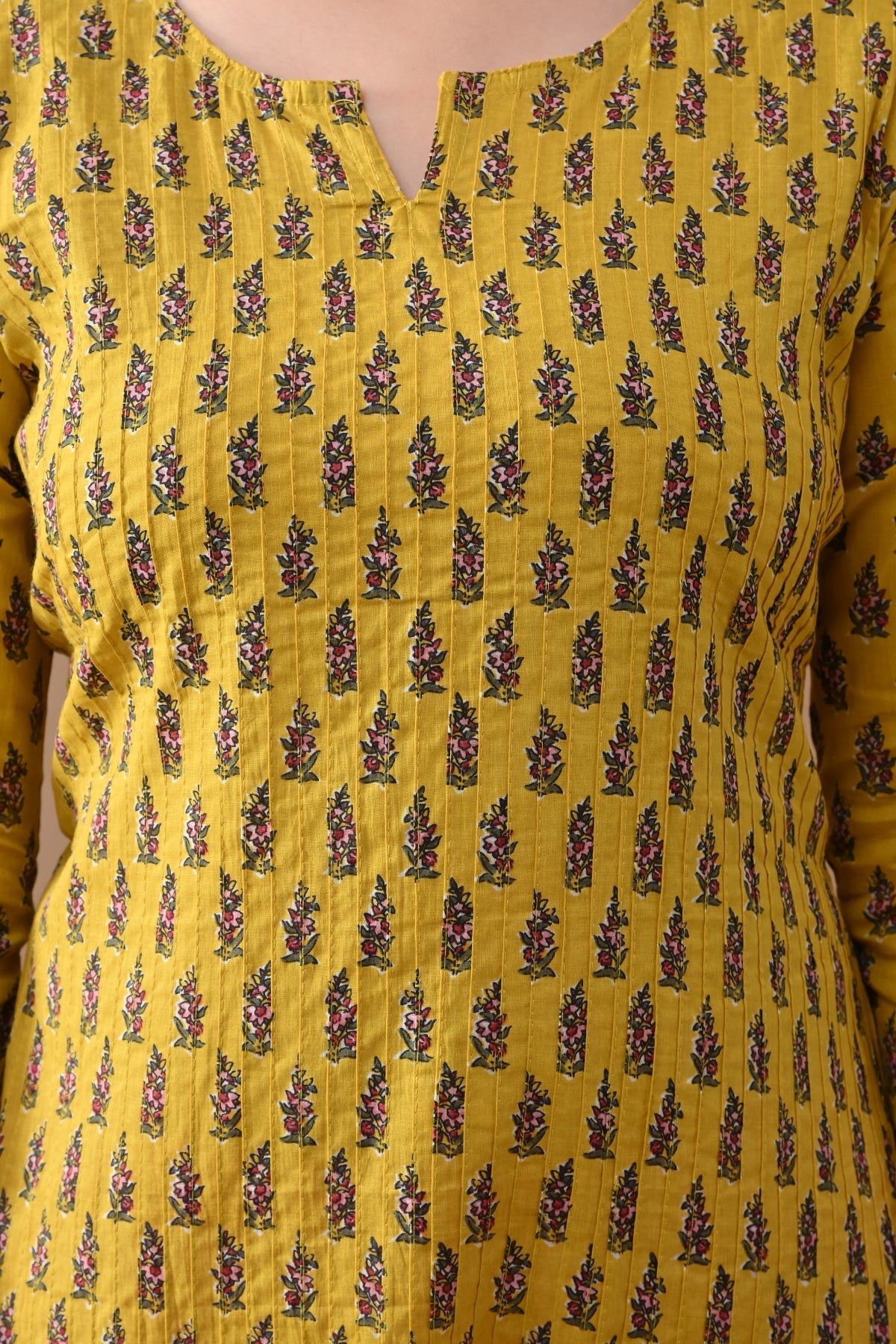 Yellow Printed Straight Kurta