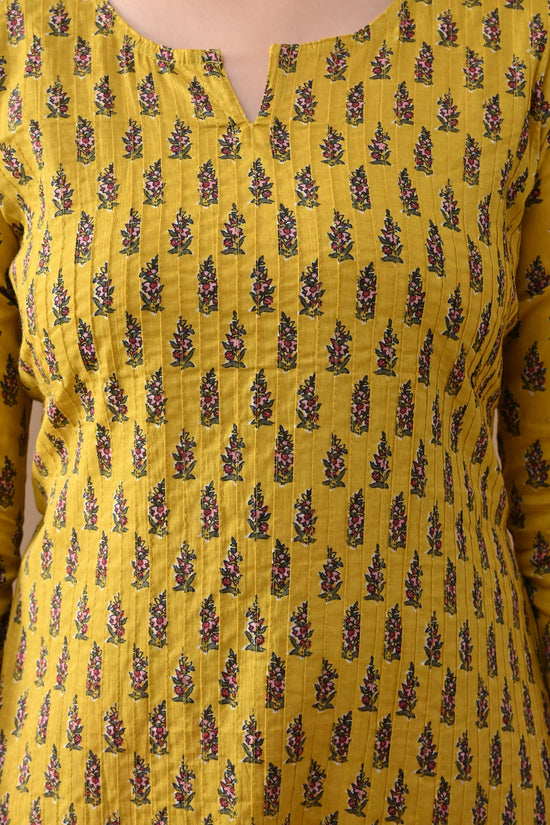 Yellow Printed Straight Kurta