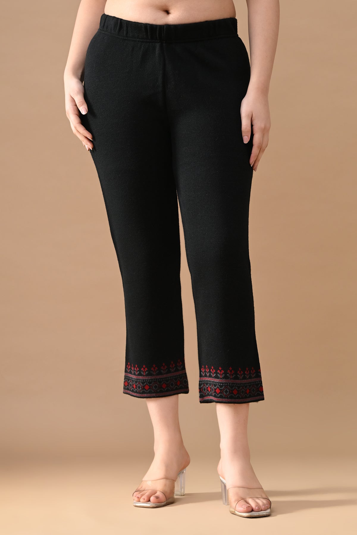 Winter Black Self Design Woven Kurta 3 Pcs Set