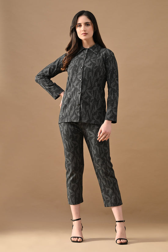 Winter Grey Self Design Woven Co-ord Set