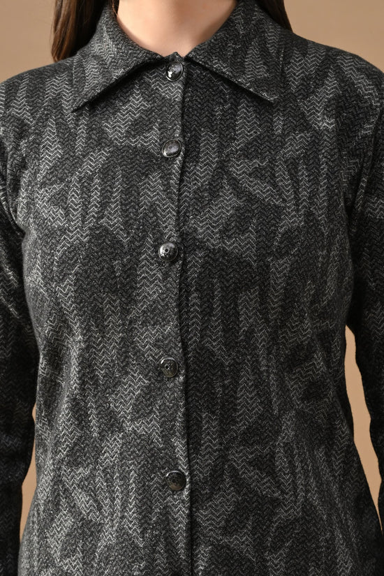 Winter Grey Self Design Woven Co-ord Set