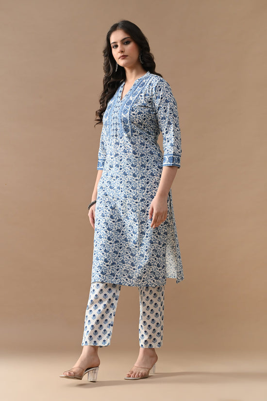 Cream Floral Printed Kurta 2 Pcs Set