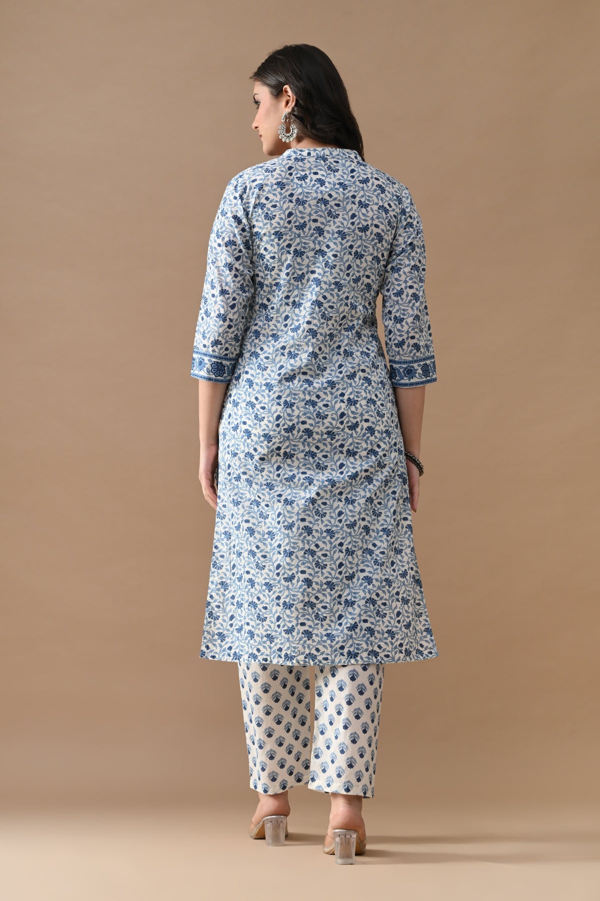 Cream Floral Printed Kurta 2 Pcs Set