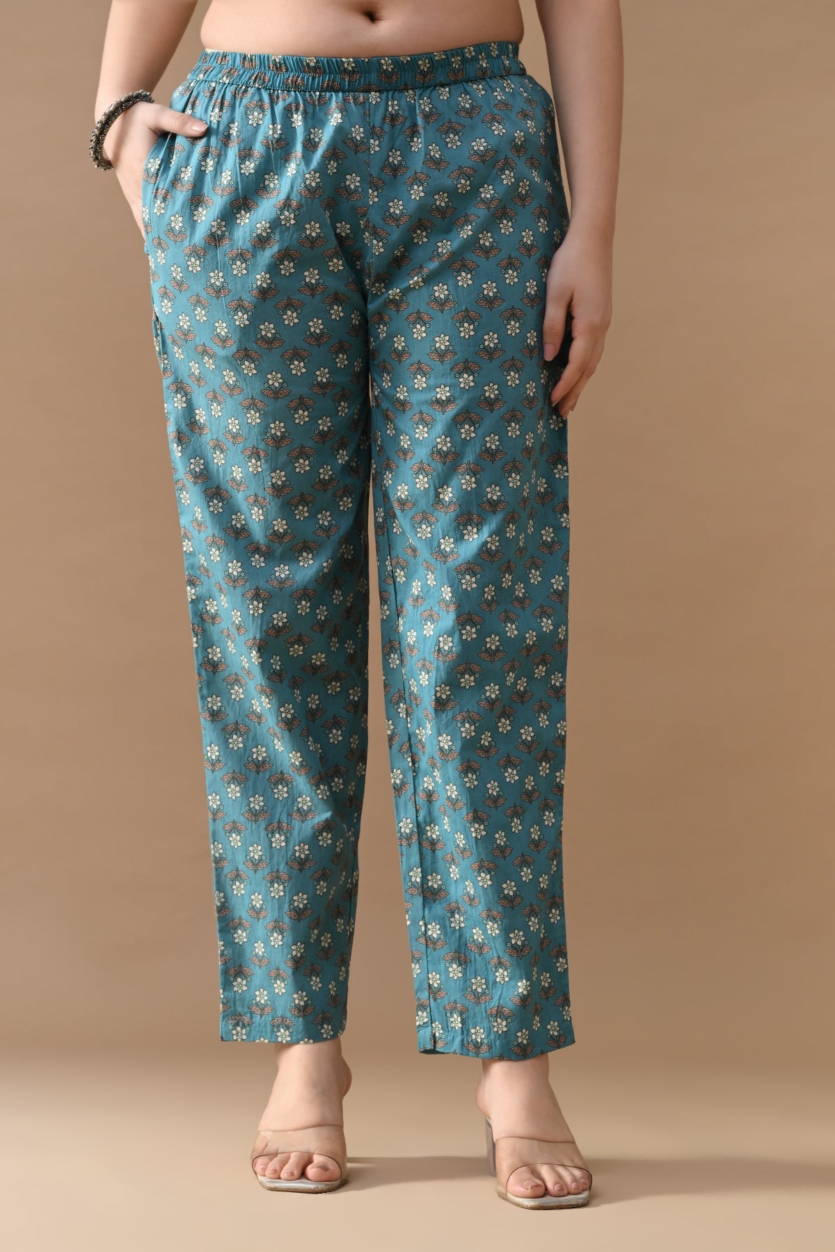 Cream Floral Printed Kurta 3 Pcs Set